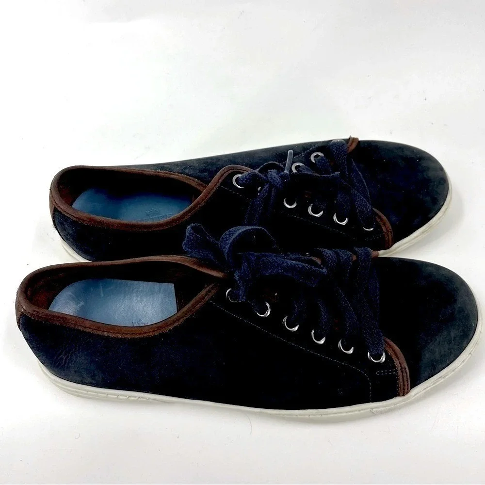 Peter Millar Mens Navy Blue Suede Leather Trim Low Top Sneakers Size‎ 8.5M
